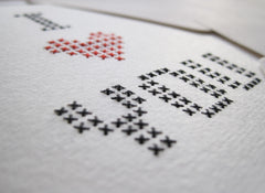 Embroidered "I <3 You" Card