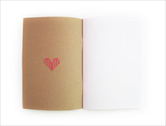 Hand stitched heart A5 Neon Pink Heart Notebook.