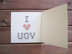 Embroidered "I <3 You" Card