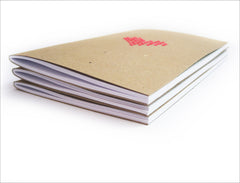 Set of 3 Hand stitched A6 Notebook. Cross stitch Neon Pink Heart