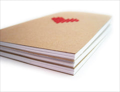 Set of 3 Hand stitched A6 Notebook. Cross stitch Red Heart