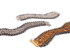 Zipper Bracelet in Black and Silver with Steel Chains