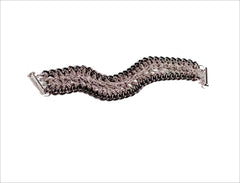 Zipper Bracelet in Black and Silver with Steel Chains
