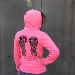 Pink Hoodie with Black Wings