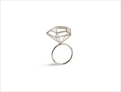 3D diamond ring silver 