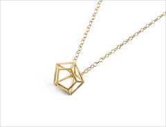 3-D gold diamond necklace