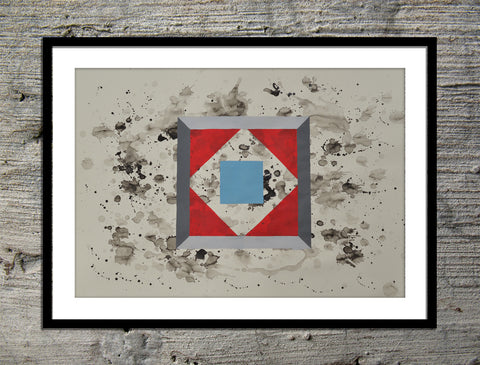 Cube in Red, Blue + Grey