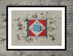 Cube in Red, Blue + Grey