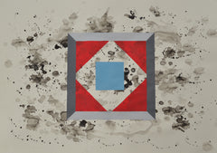 Cube in Red, Blue + Grey