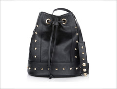 BABETTE. BLACK CALF LEATHER, GOLD-PLATED MINI STUDS Grace atelier de luxe 