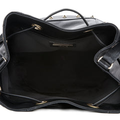 Babette - Black Calf Leather, Gold-Plated Mini Studs