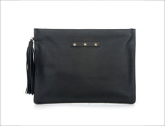 calf leather black clutch bag grace atelier de luxe