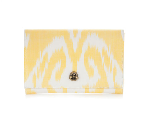 Linda Clutch (Flat) Lemon Yelllow Buddha with Stone