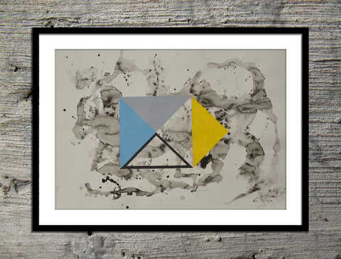 Open Cube in Yellow, Grey, + Blue