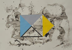 Open Cube in Yellow, Grey, + Blue