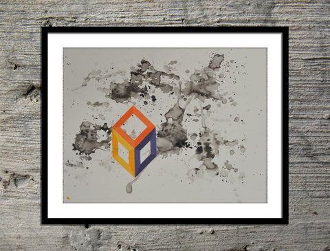 Open Cube in Yellow, Purple, + Orange