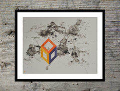 Open Cube in Yellow, Purple, + Orange