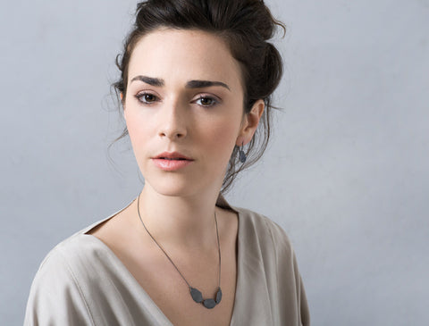 Oxidized Silver Nuggets Necklace