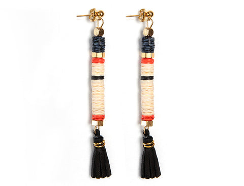 Red Rod & Tassel Earrings