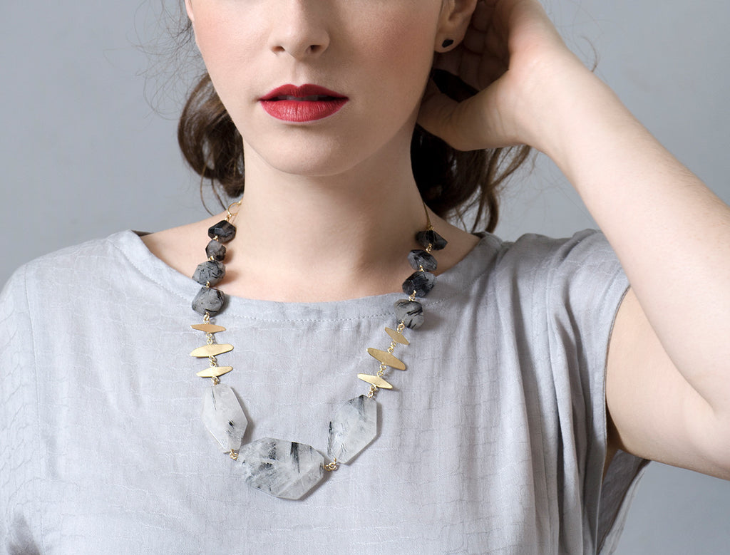 Tourmalinated Quartz Statement Necklace