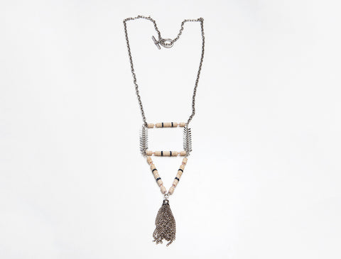 Silver Plated Triangle Mala Necklace