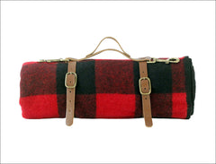 Vintage Plaid Blanket with Leather Harness
