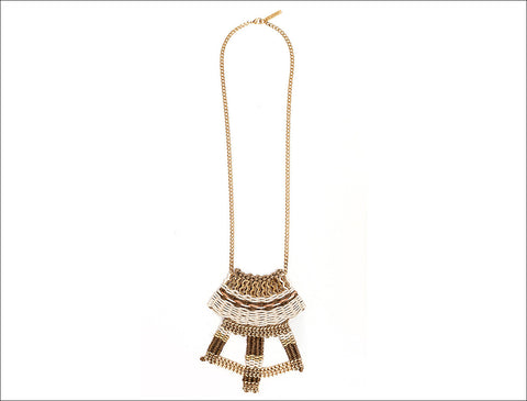 White Marco Handmade Woven Necklace