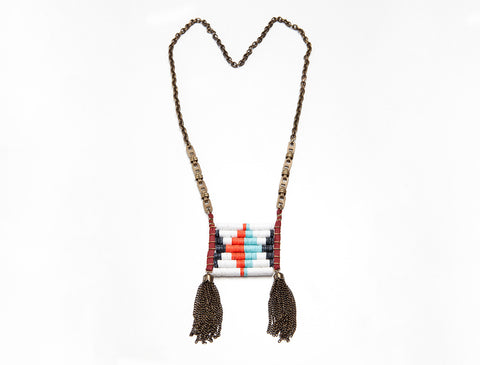 White Native Pendant Necklace