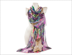 Brown and Purple Floral Printed Scarf