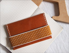 Handstitched Personalized Leather Card Holder with Elastic Band