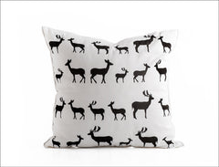 Handmade Black & White Deer Pillow Cover