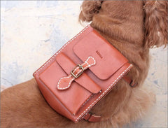 Personalized Leather Dog Backpack