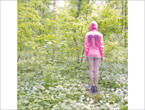 Pink Hoodie with Black Wings