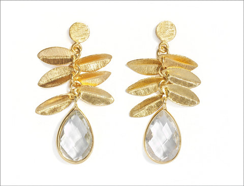 Green Amethyst Leaf Earrings