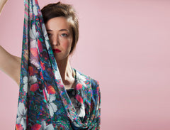 Grey Flowers Printed Scarf