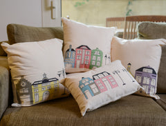 Pompaleh Brown + Yellow Dutch Street Scene Decorative Pillow