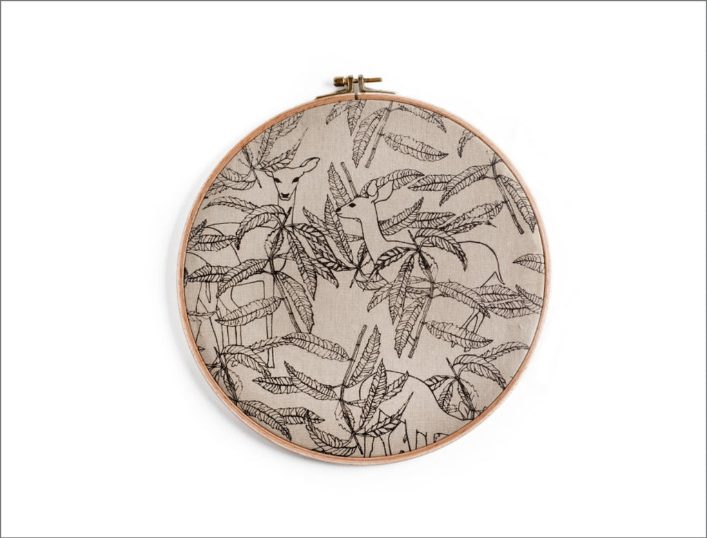 Handmade Hoop Art: Deer and Doe in the Leaves