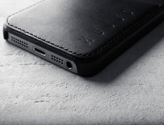 Handmade Leather iPhone 5(s) Wallet Case - Black