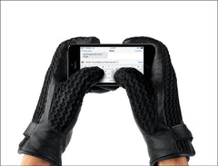 Leather Crochet Touchscreen Gloves for Men