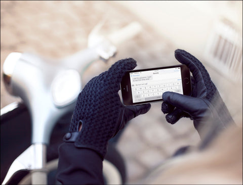 Leather Crochet Touchscreen Gloves for Women