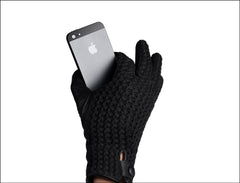 Leather Crochet Touchscreen Gloves for Women