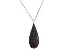 Black zircon on black rhodium on rose gold plated chain