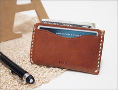 Handstitched Personalized Leather Money Card Holder