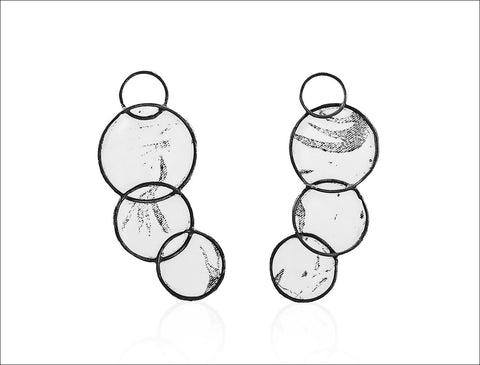 Printed Black Circle Earrings