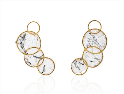 Printed Gold Circle Earrings