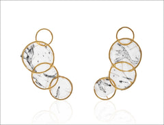 Printed Gold Circle Earrings