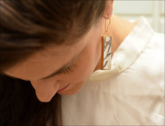 Printed Gold Rectangle Earrings