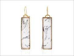Printed Gold Rectangle Earrings