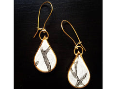 Small Printed Gold Teardrop Earrings