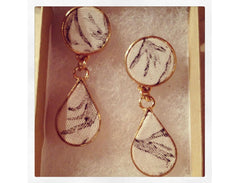 Printed Gold Teardrop Earrings